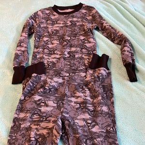 Kids thermal underwear longjohns black gray camo